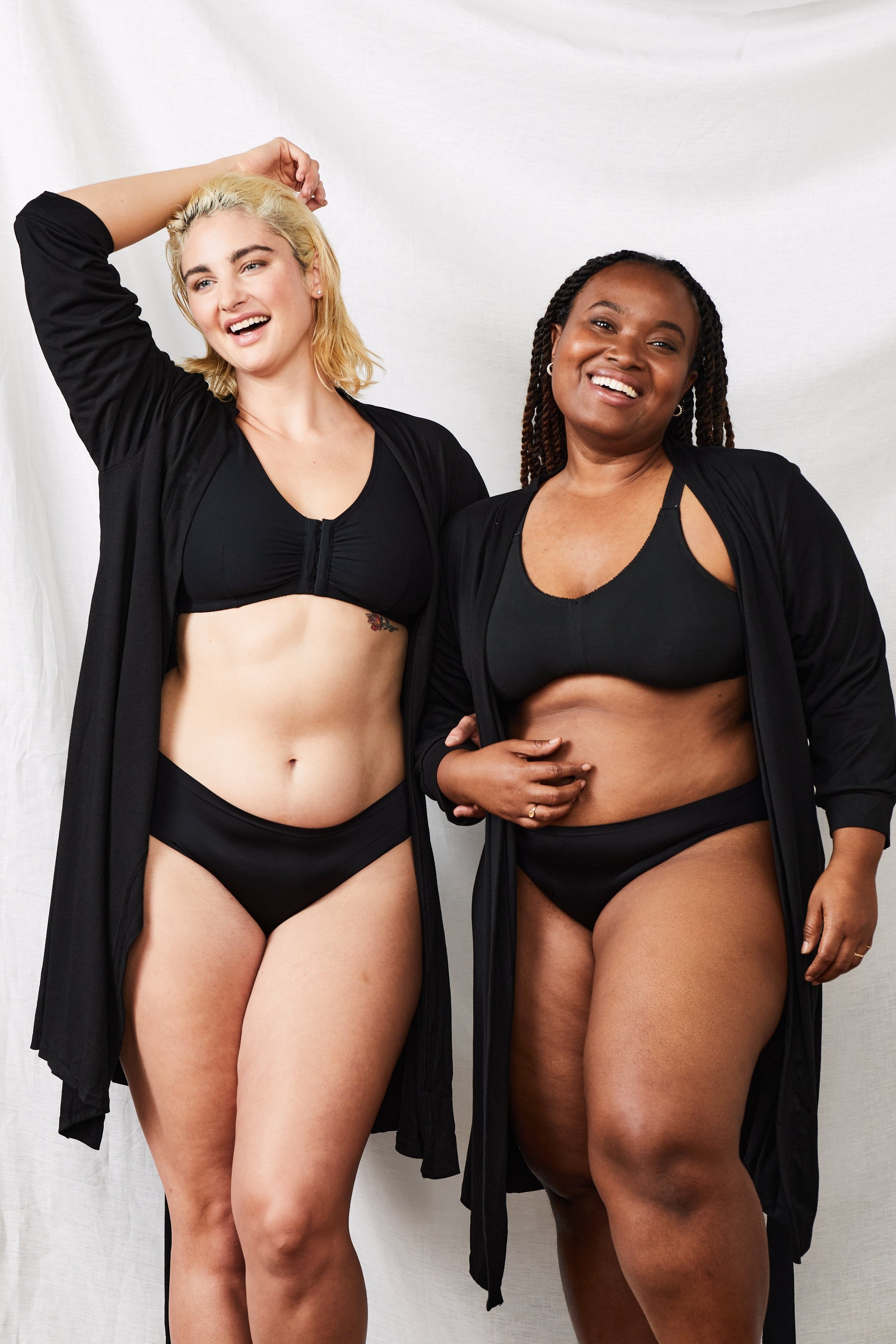 Black Pima Cotton  Dressing Gown Mastectomy Recovery Must Haves